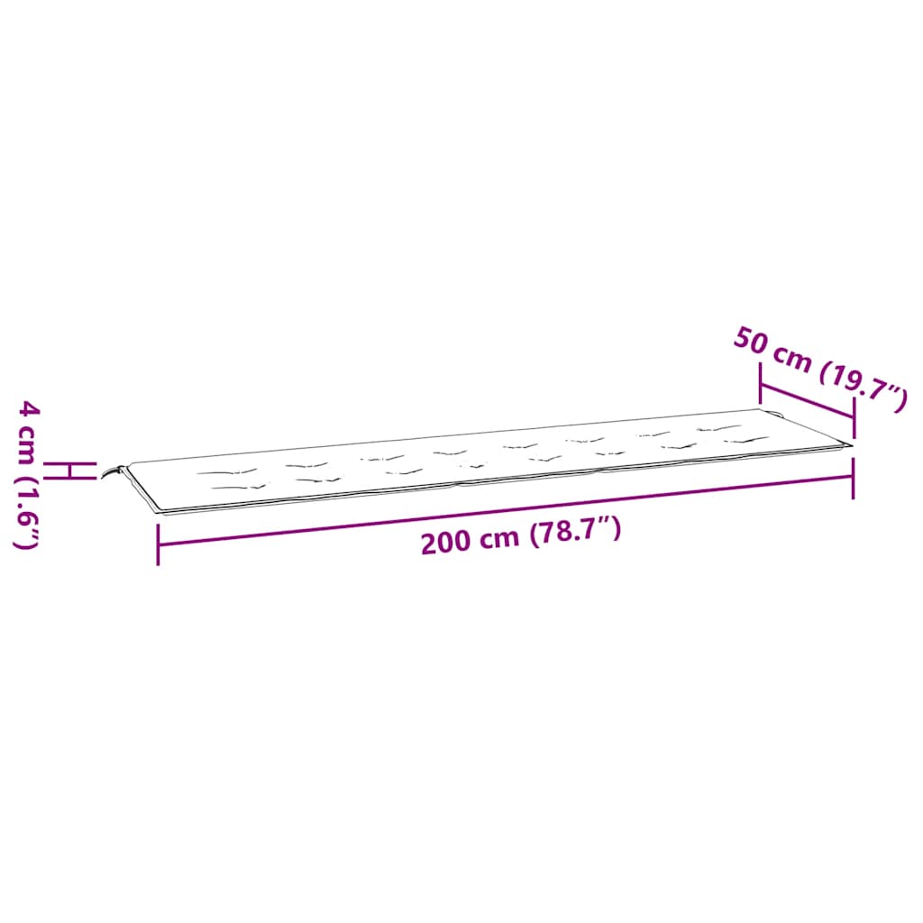 hynde til havebænk 200x50x4 cm oxfordstof marineblå