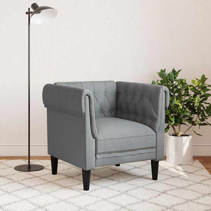 Chesterfield-sofastol stof lysegrå