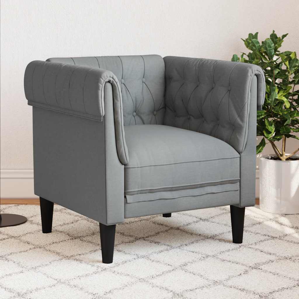 Chesterfield-sofastol i stof - lysegrå lænestol