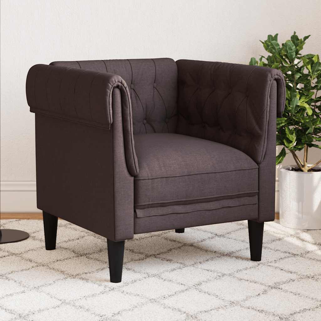 Chesterfield-sofastol stof mørkebrun