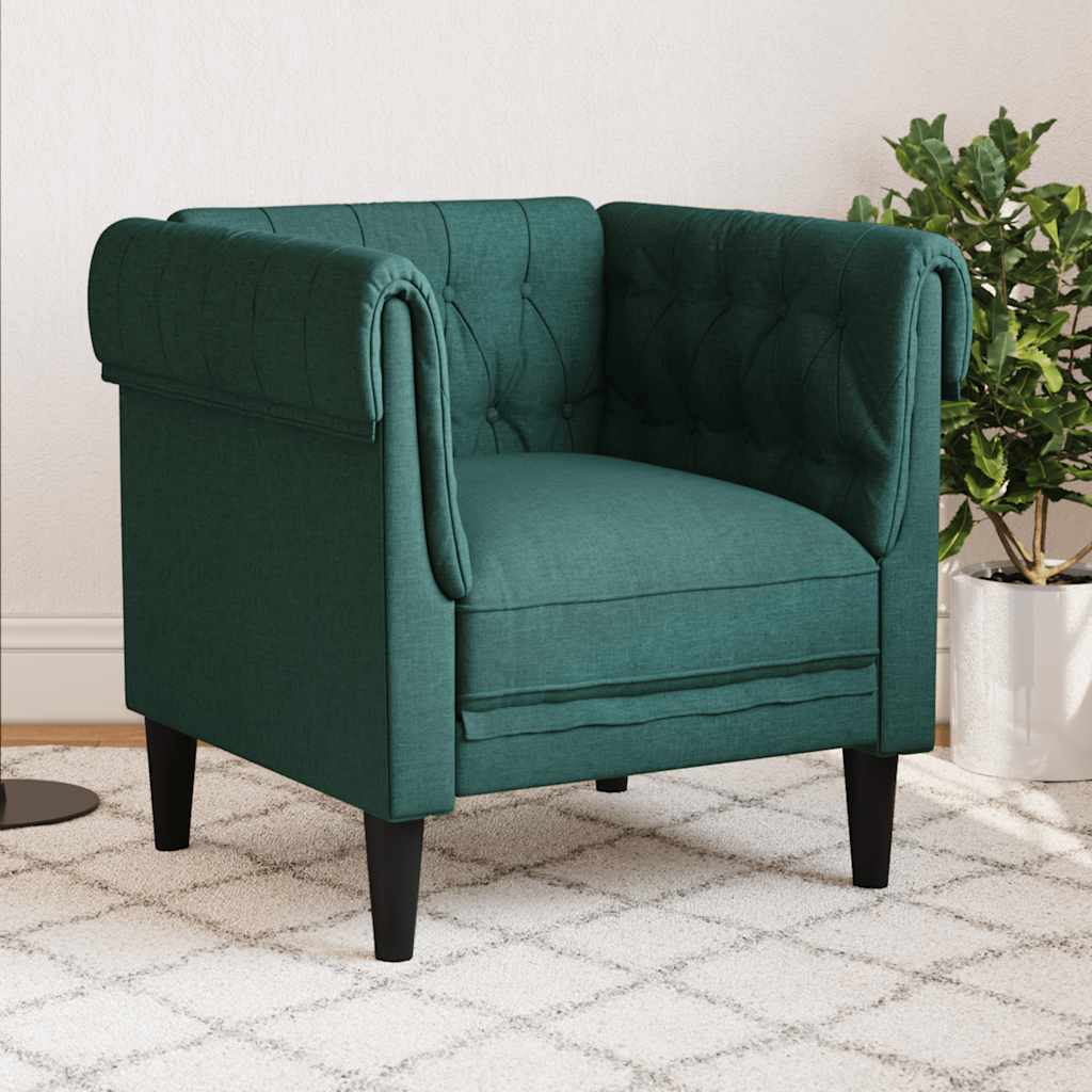 Chesterfield-sofastol i stof - mørkegrøn lænestol