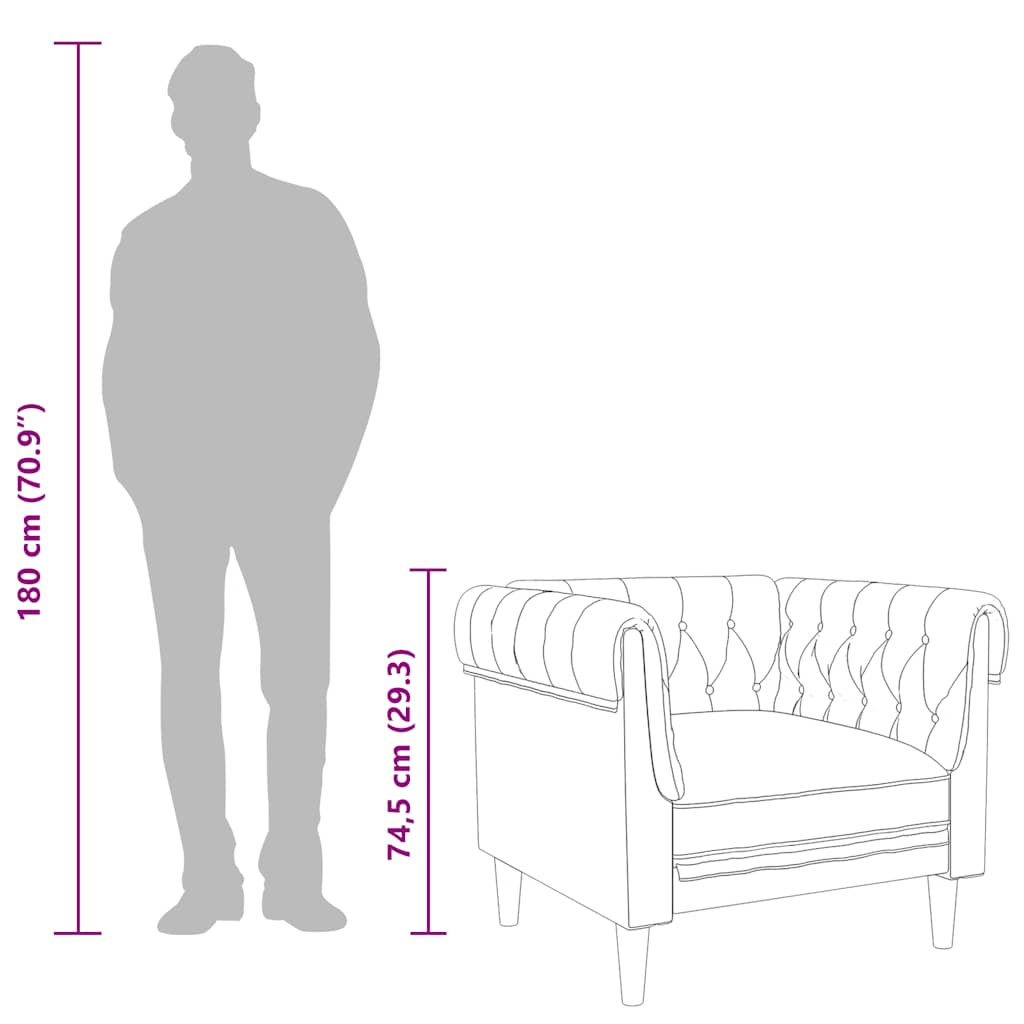 Chesterfield-sofastol stof gråbrun