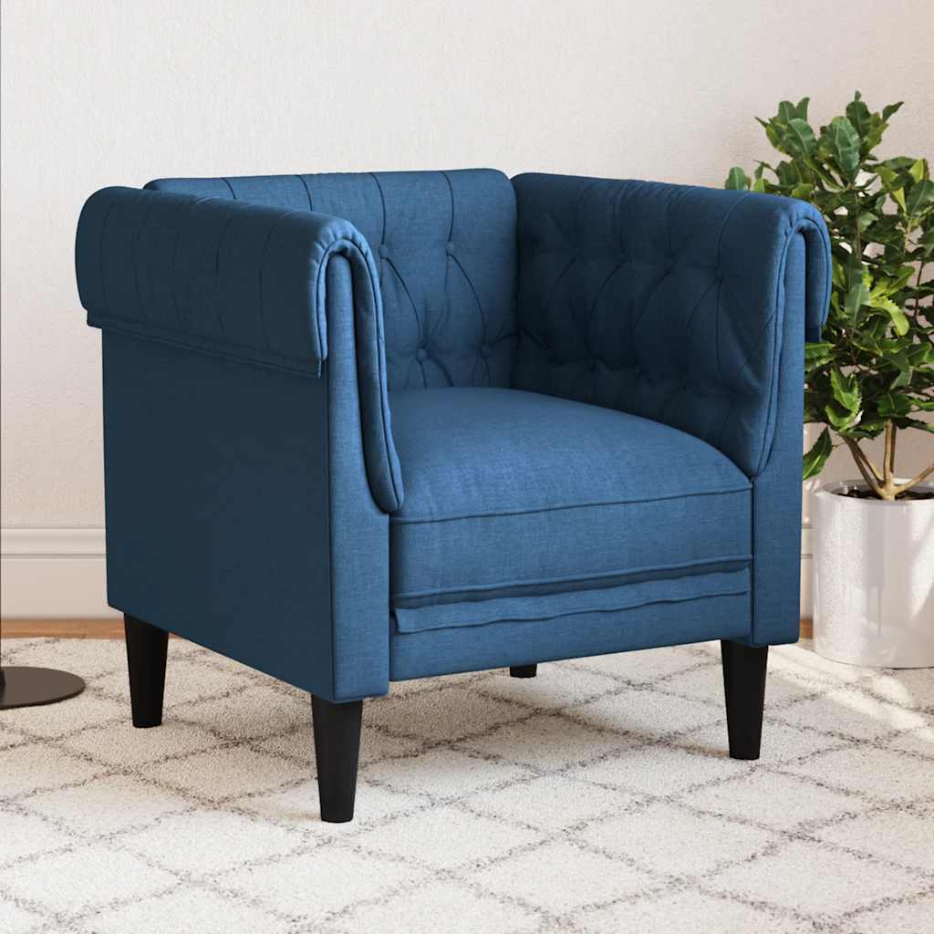 Chesterfield-sofastol stof blå billede
