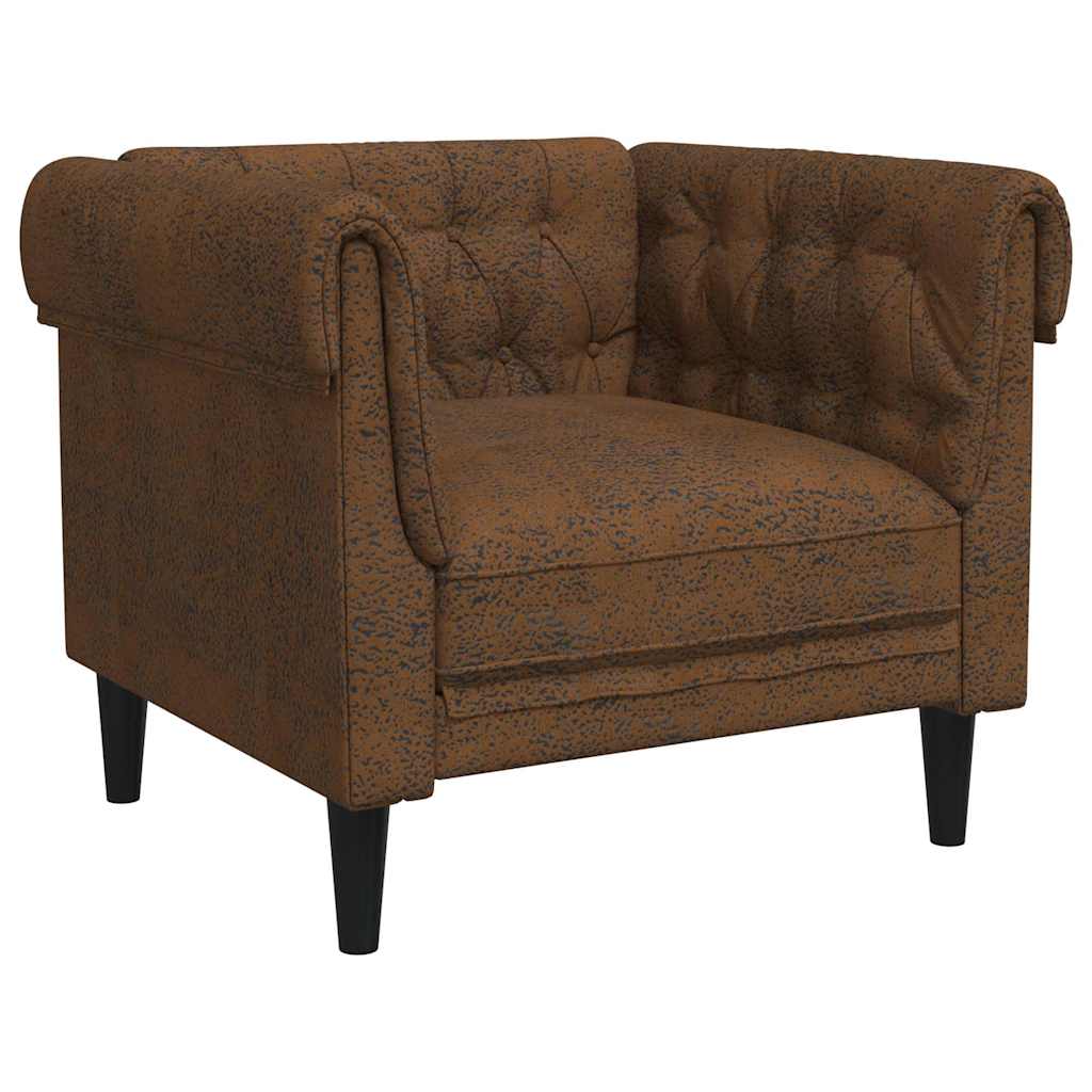 Chesterfield-sofastol stof brun