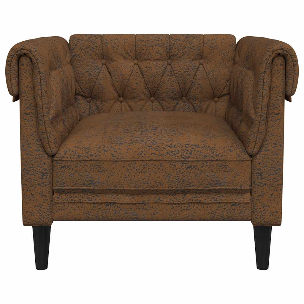 Chesterfield-sofastol stof brun