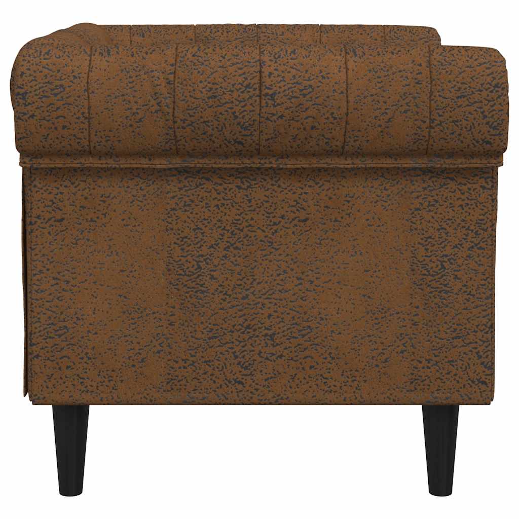 Chesterfield-sofastol stof brun
