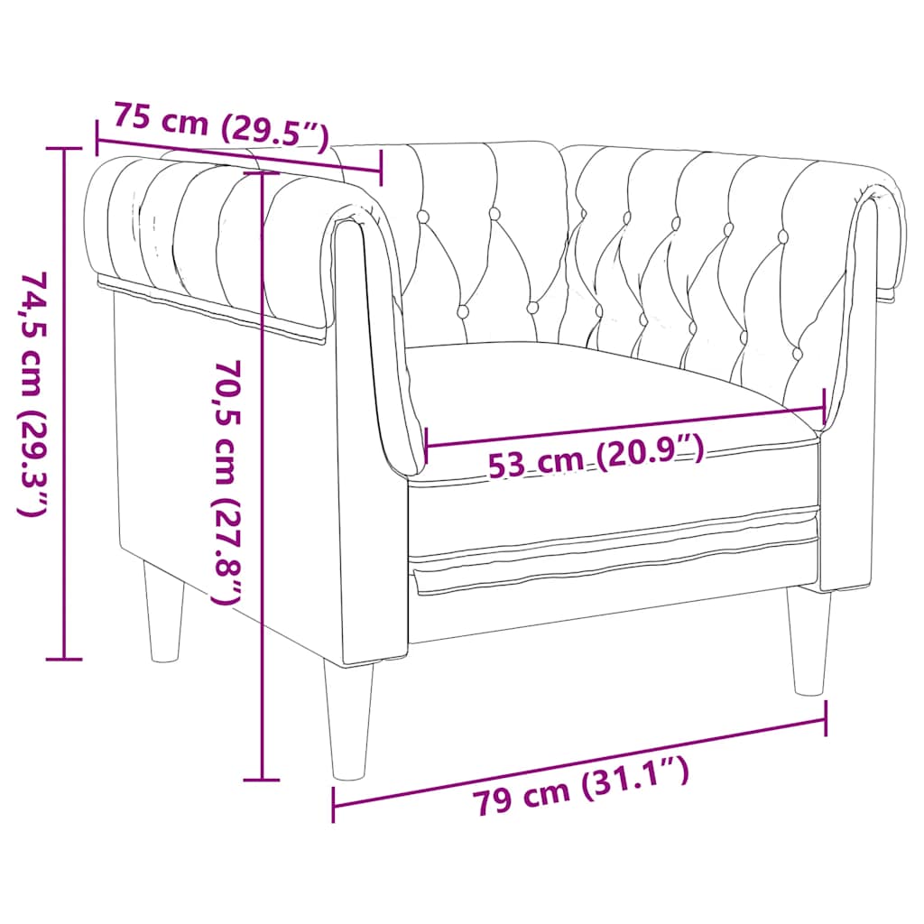 Chesterfield-sofastol stof brun
