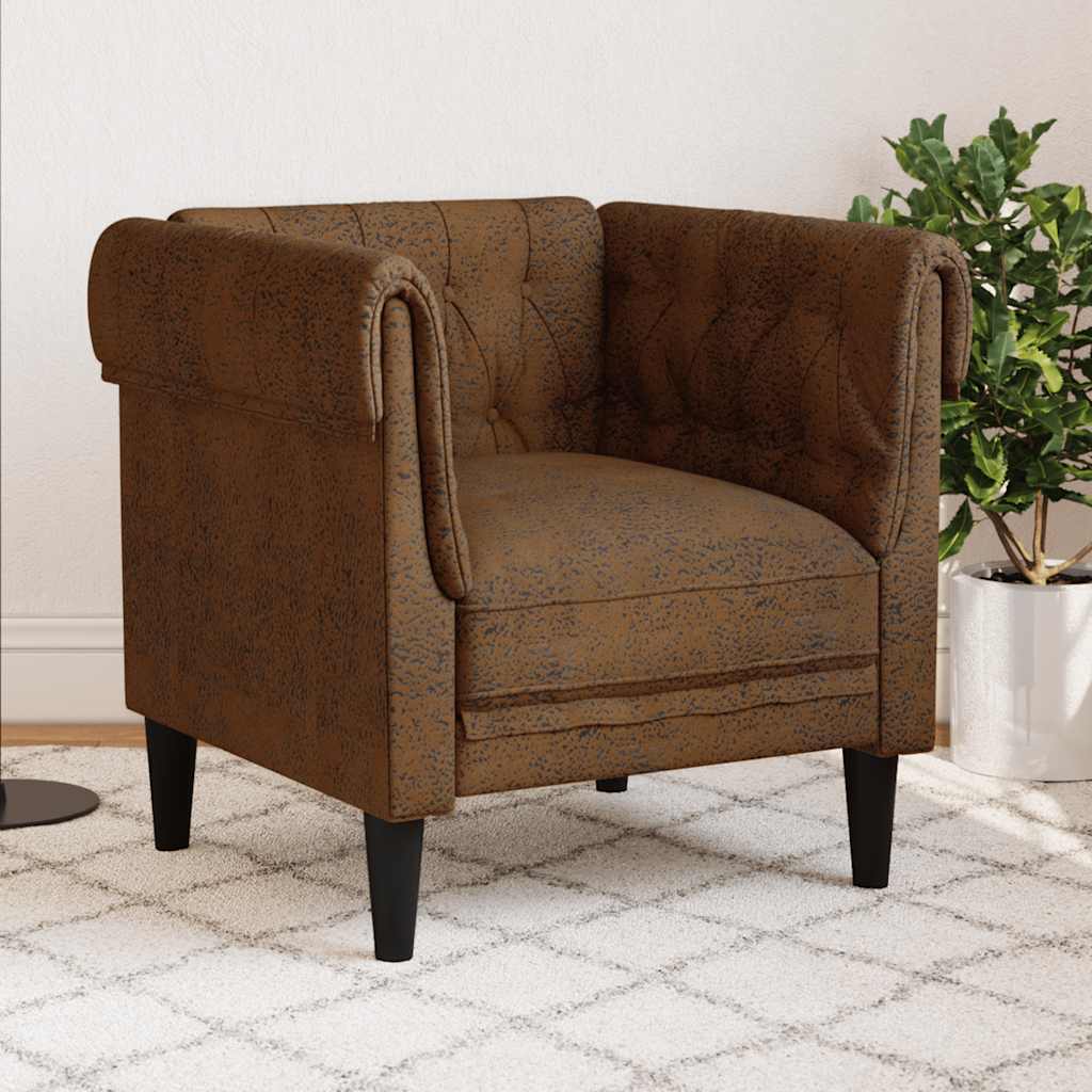 Chesterfield-sofastol stof brun