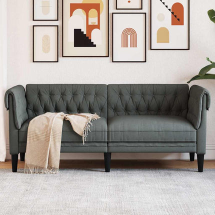 2-personers Chesterfield-sofa stof mørkegrå