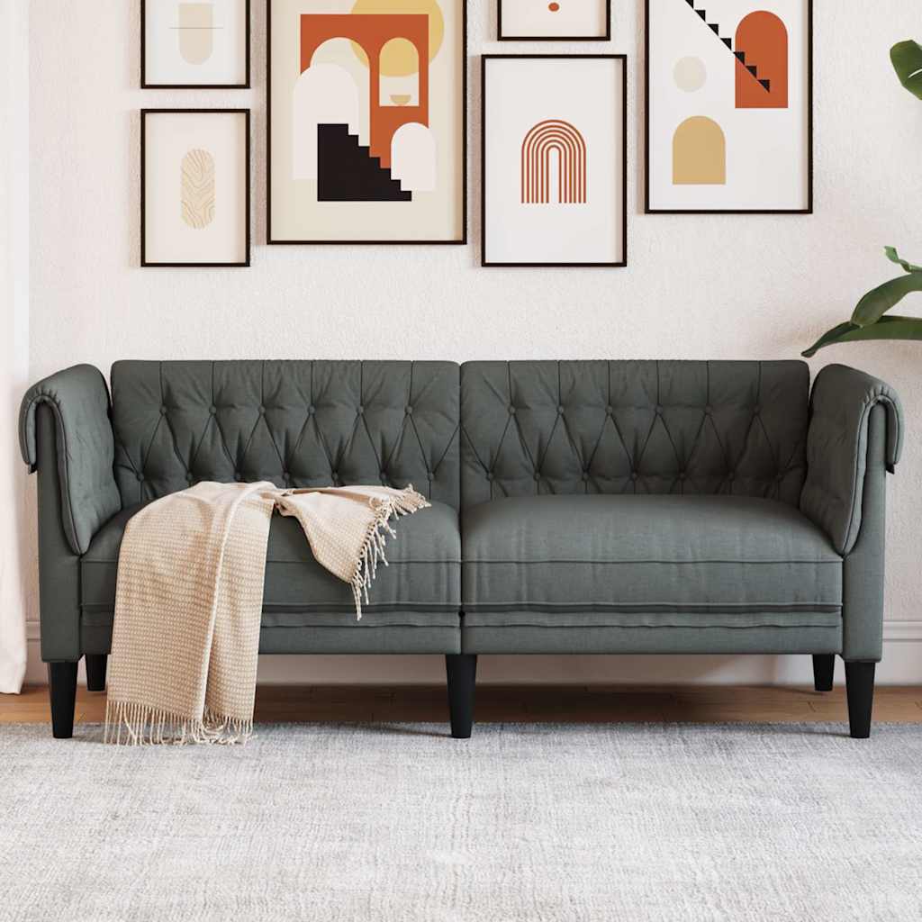 2-personers Chesterfield-sofa stof mrkegr