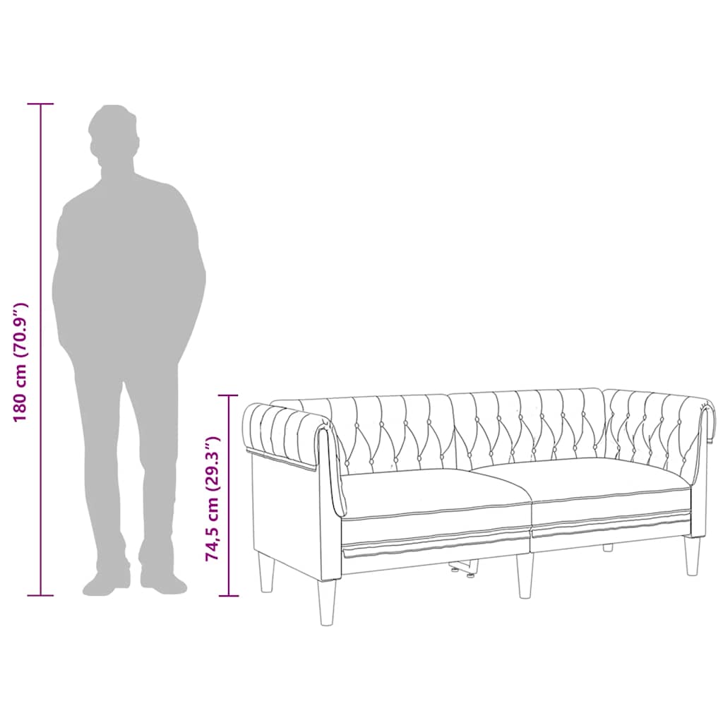 2-personers Chesterfield-sofa stof mørkebrun