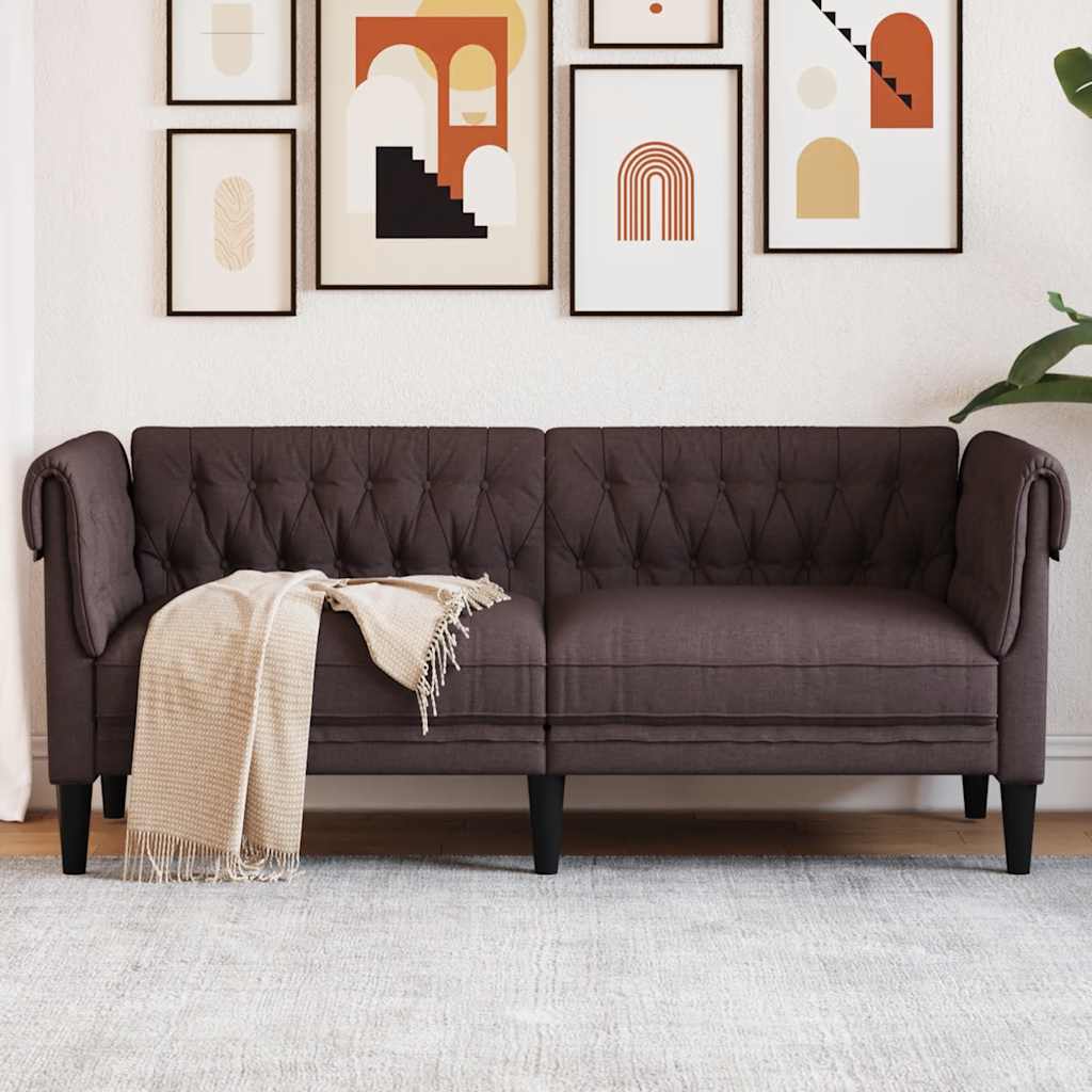 2-personers Chesterfield-sofa stof mørkebrun billede