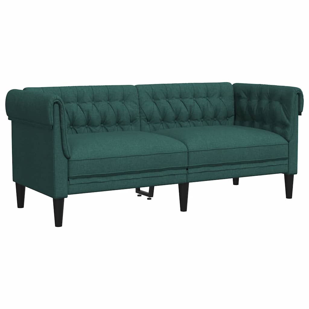 2-personers Chesterfield-sofa stof mørkegrøn