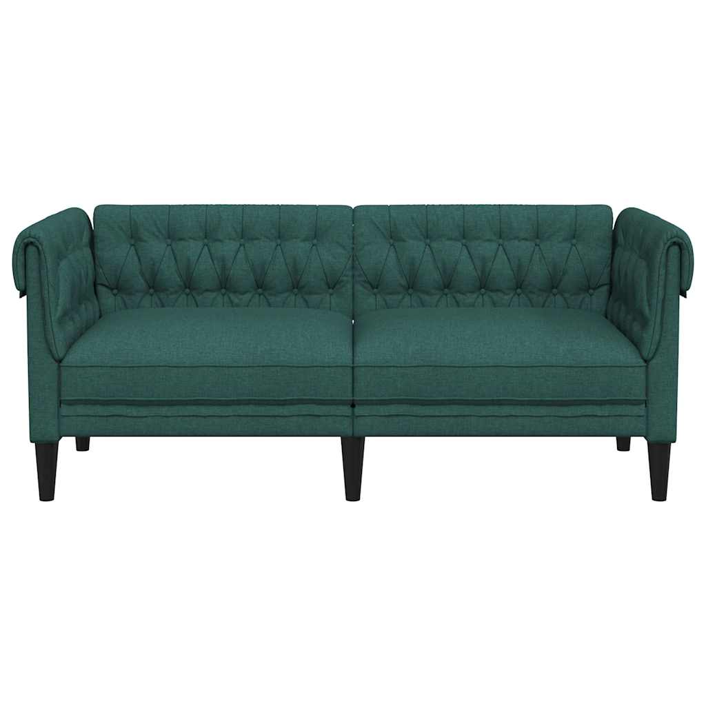 2-personers Chesterfield-sofa stof mørkegrøn
