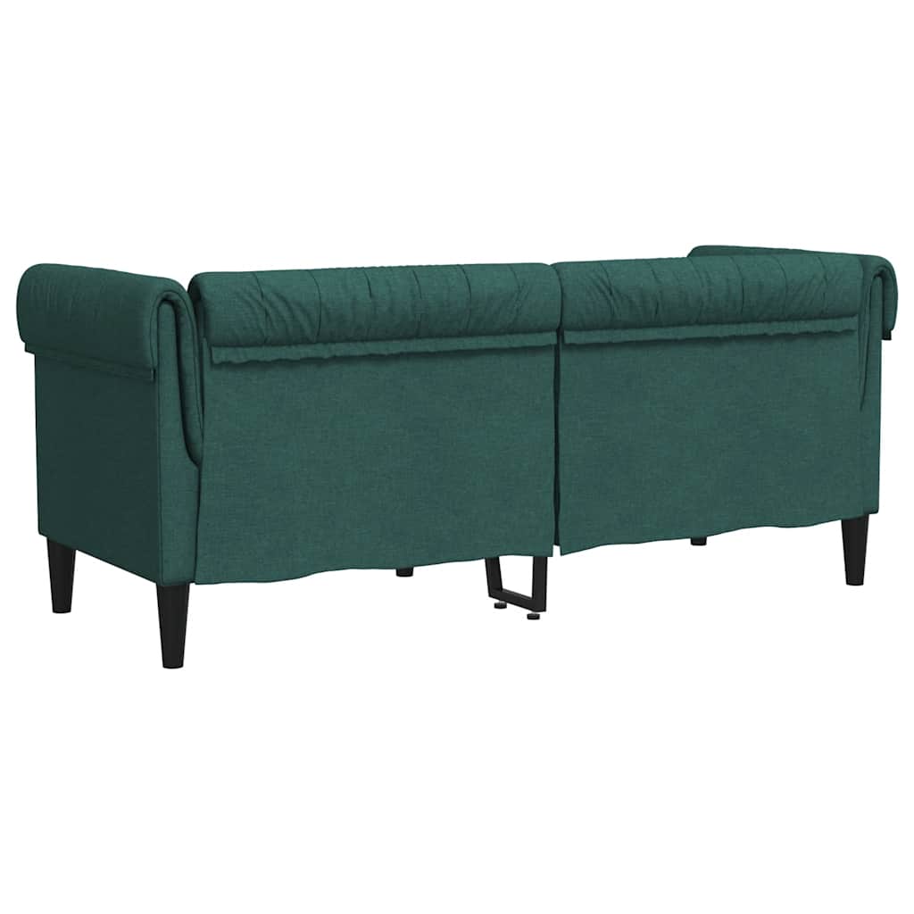 2-personers Chesterfield-sofa stof mørkegrøn