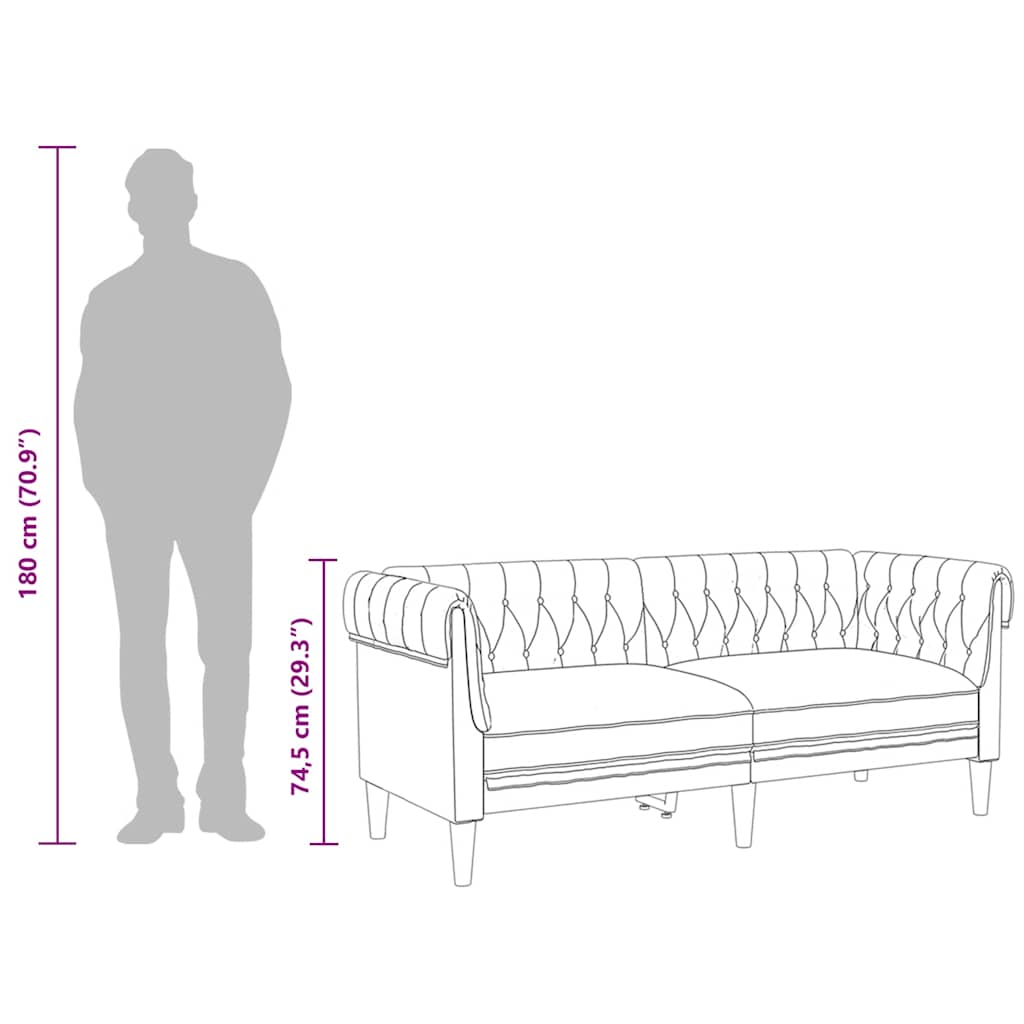 2-personers Chesterfield-sofa stof gråbrun