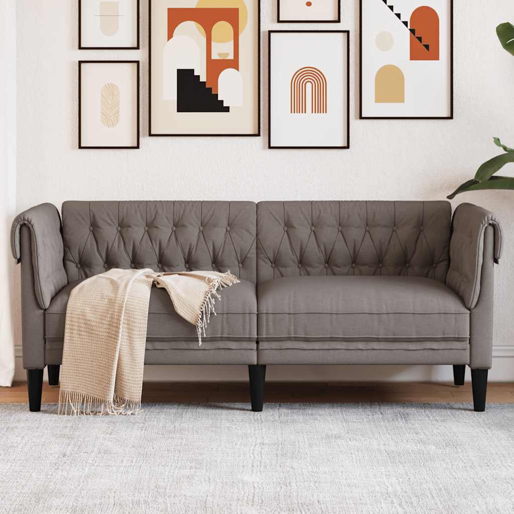 2-personers Chesterfield-sofa stof gråbrun billede