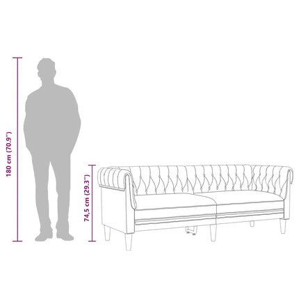 3-personers Chesterfield-sofa stof lysegrå