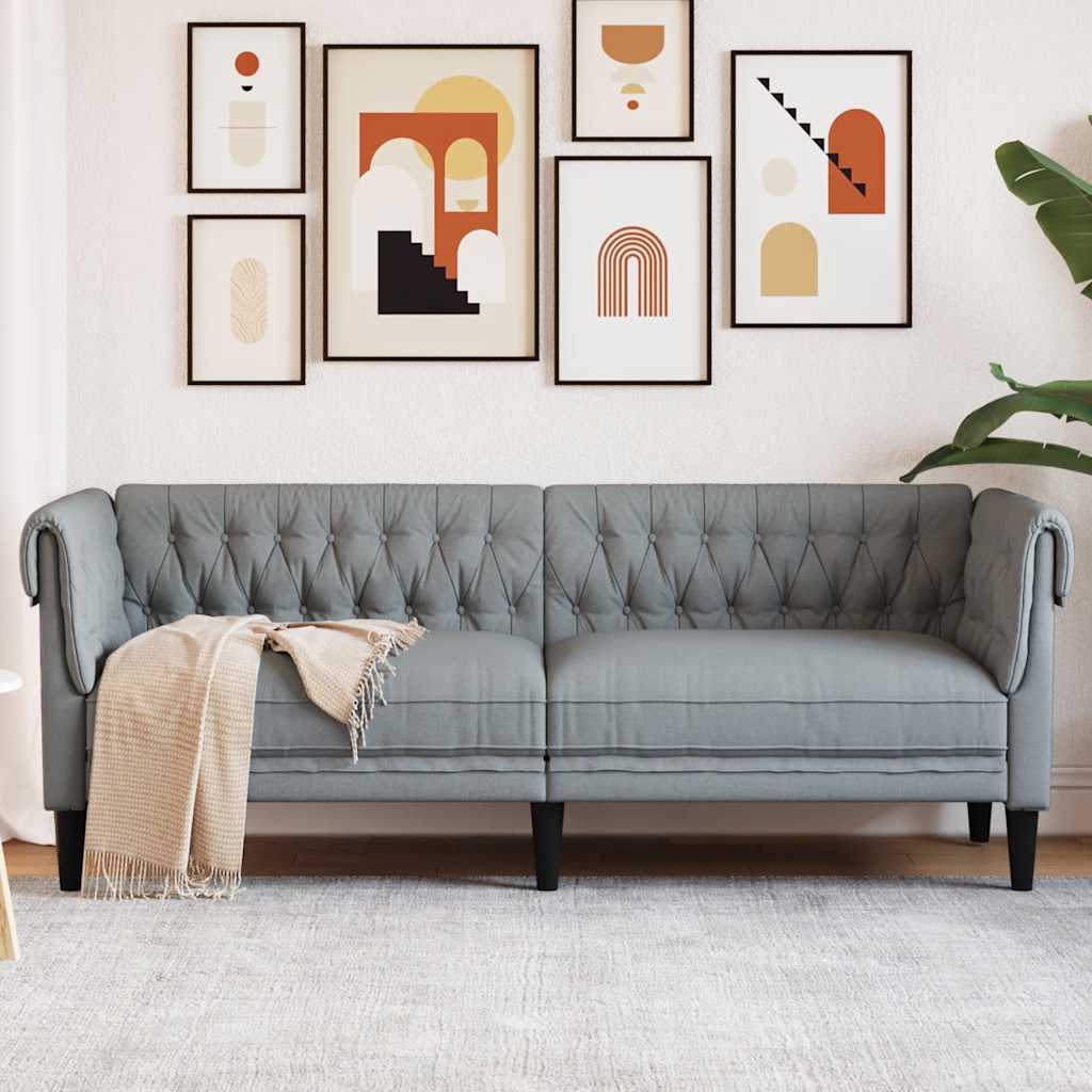 3-personers Chesterfield-sofa stof lysegr
