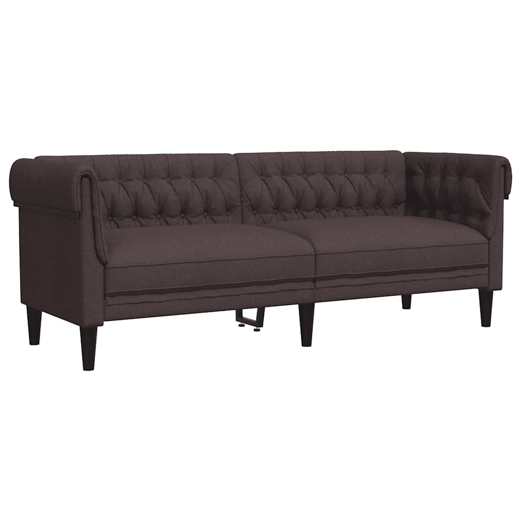 3-personers Chesterfield-sofa stof mørkebrun