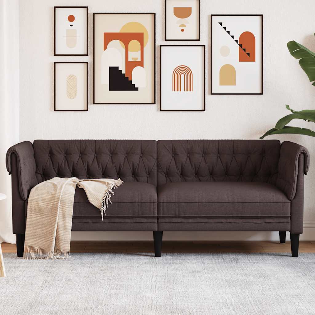 3-personers Chesterfield-sofa stof mrkebrun