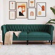 3-personers Chesterfield-sofa stof mørkegrøn