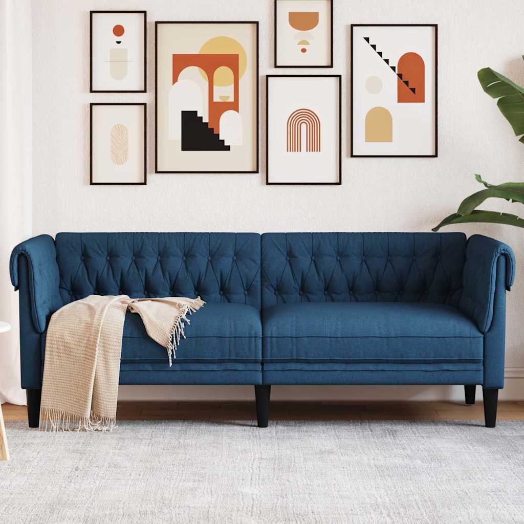 3-personers Chesterfield-sofa stof bl