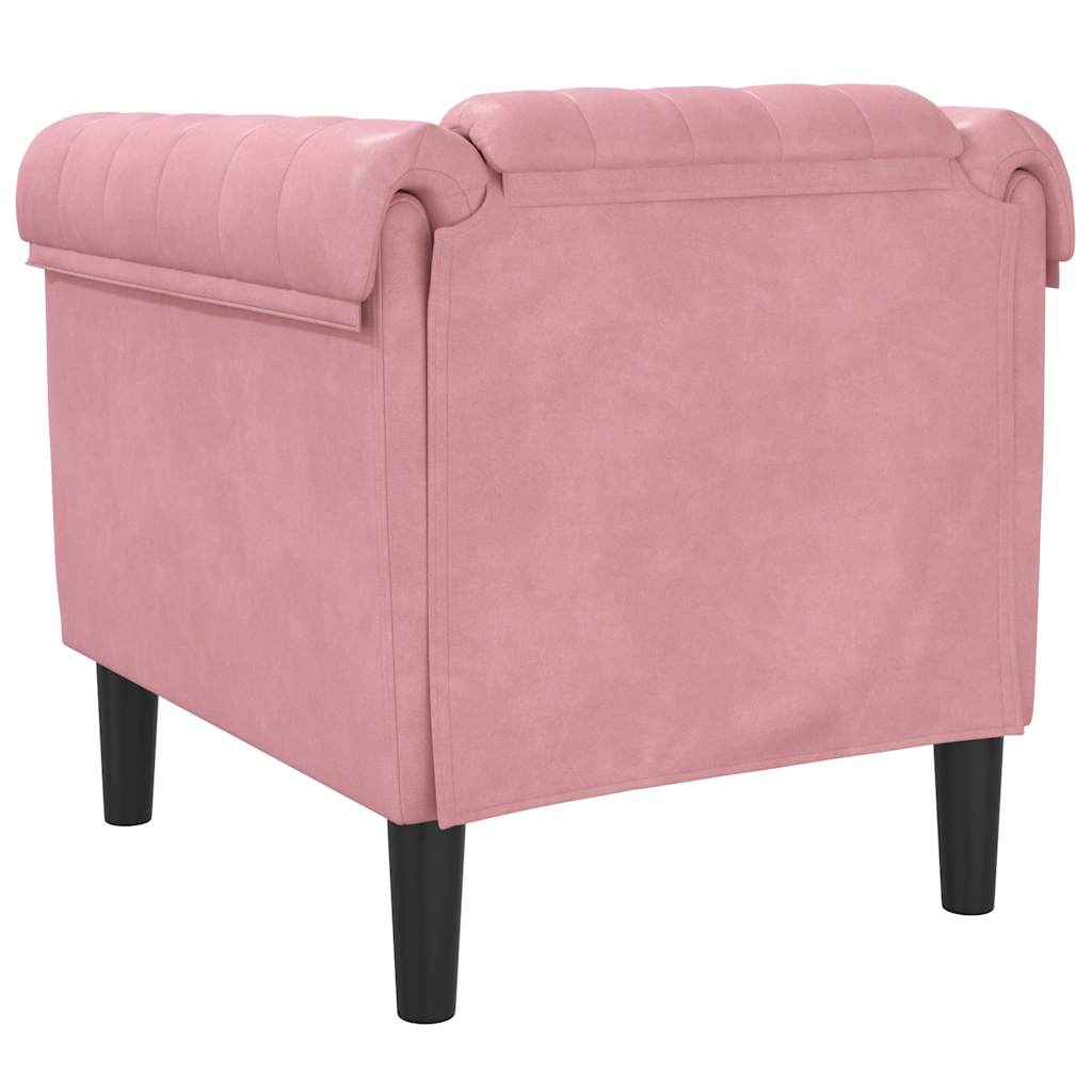 sofastol velour lyserød