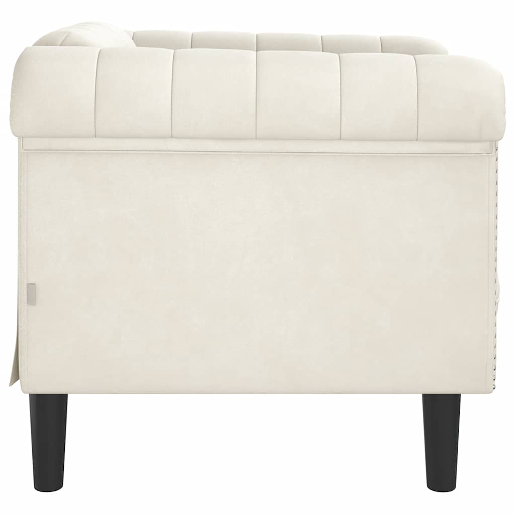 sofastol velour cremefarvet