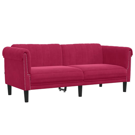 2-personers sofa velour vinrød