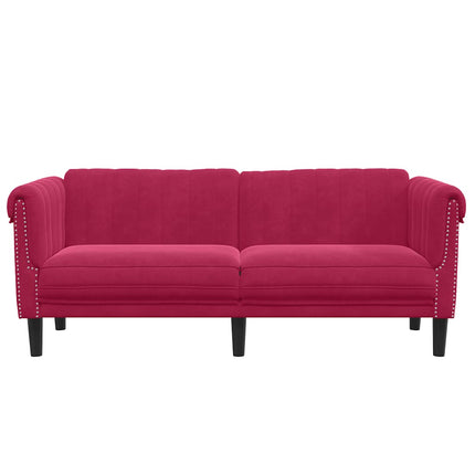 2-personers sofa velour vinrød