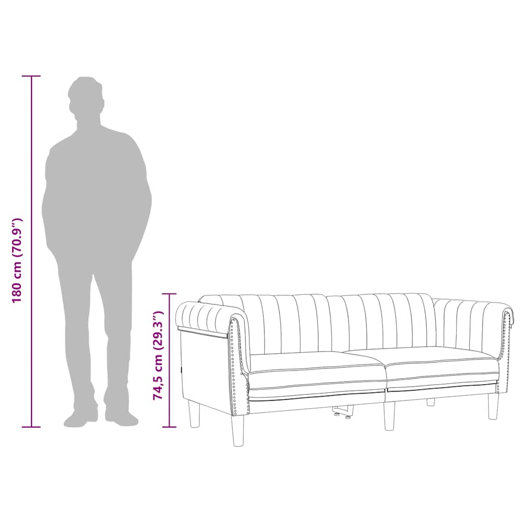 2-personers sofa velour vinrød