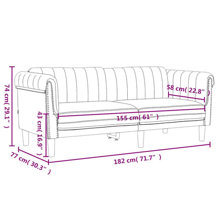 2-personers sofa velour gul