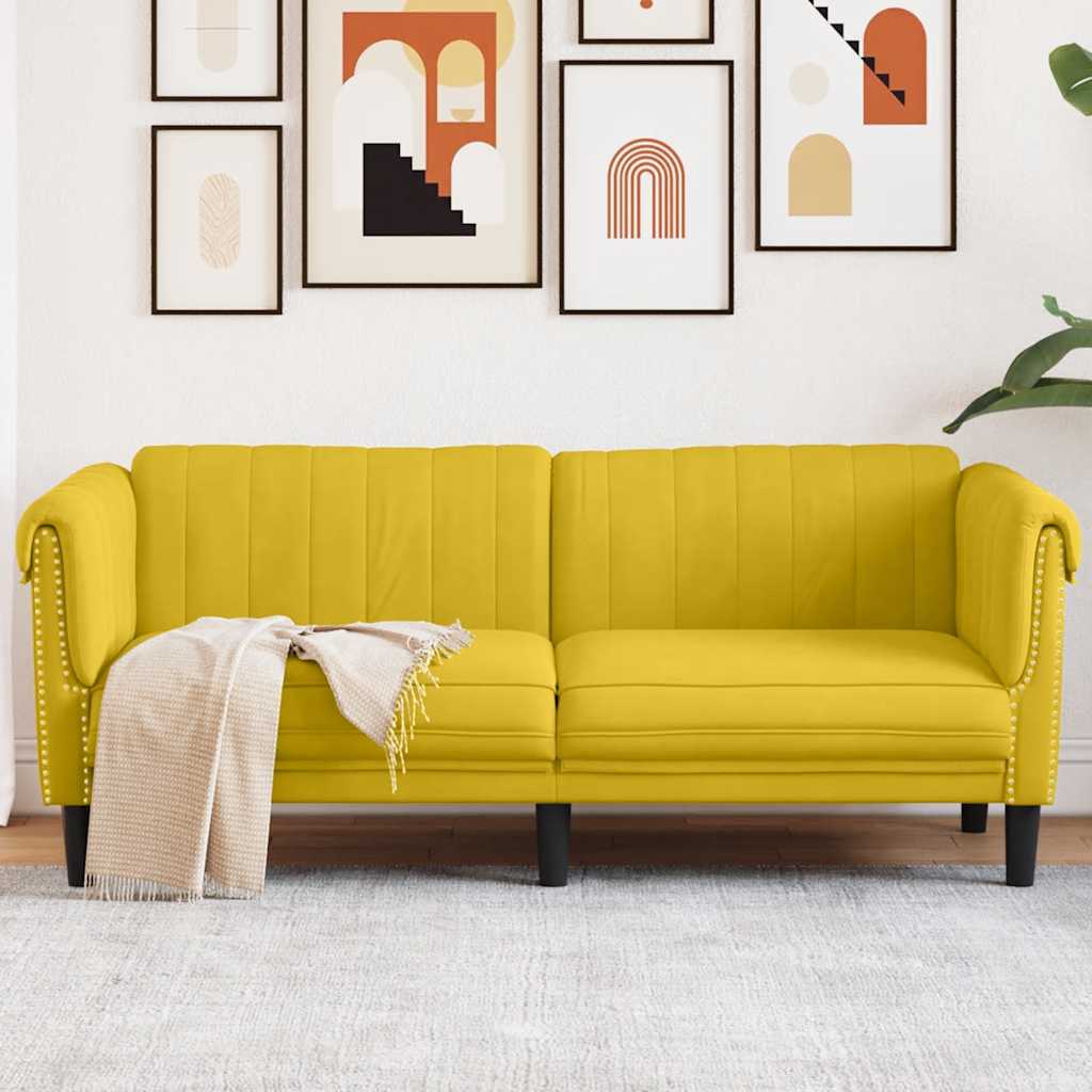 2-personers sofa velour gul billede