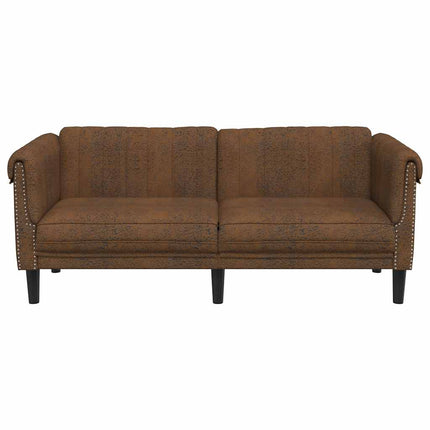 2-personers sofa imiteret ruskind brun