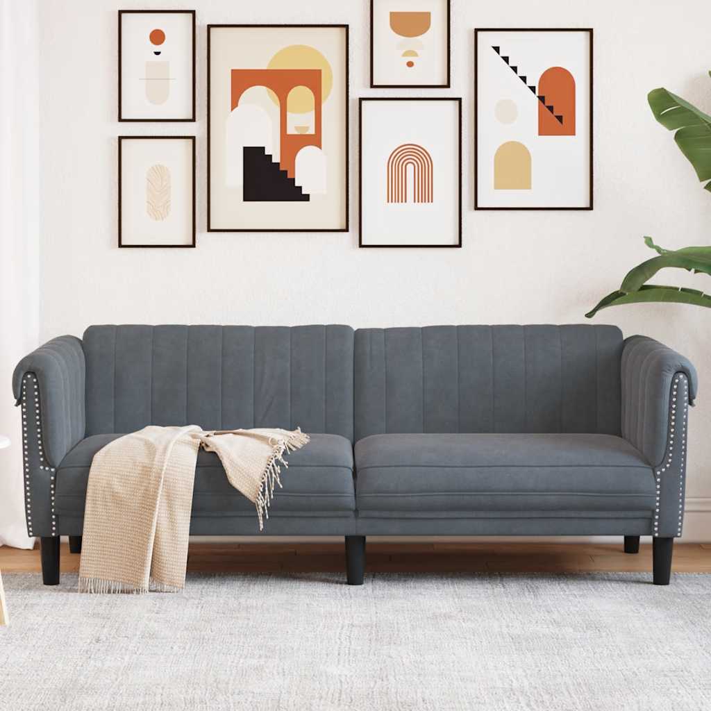 3-personers sofa i velour - mørkegrå