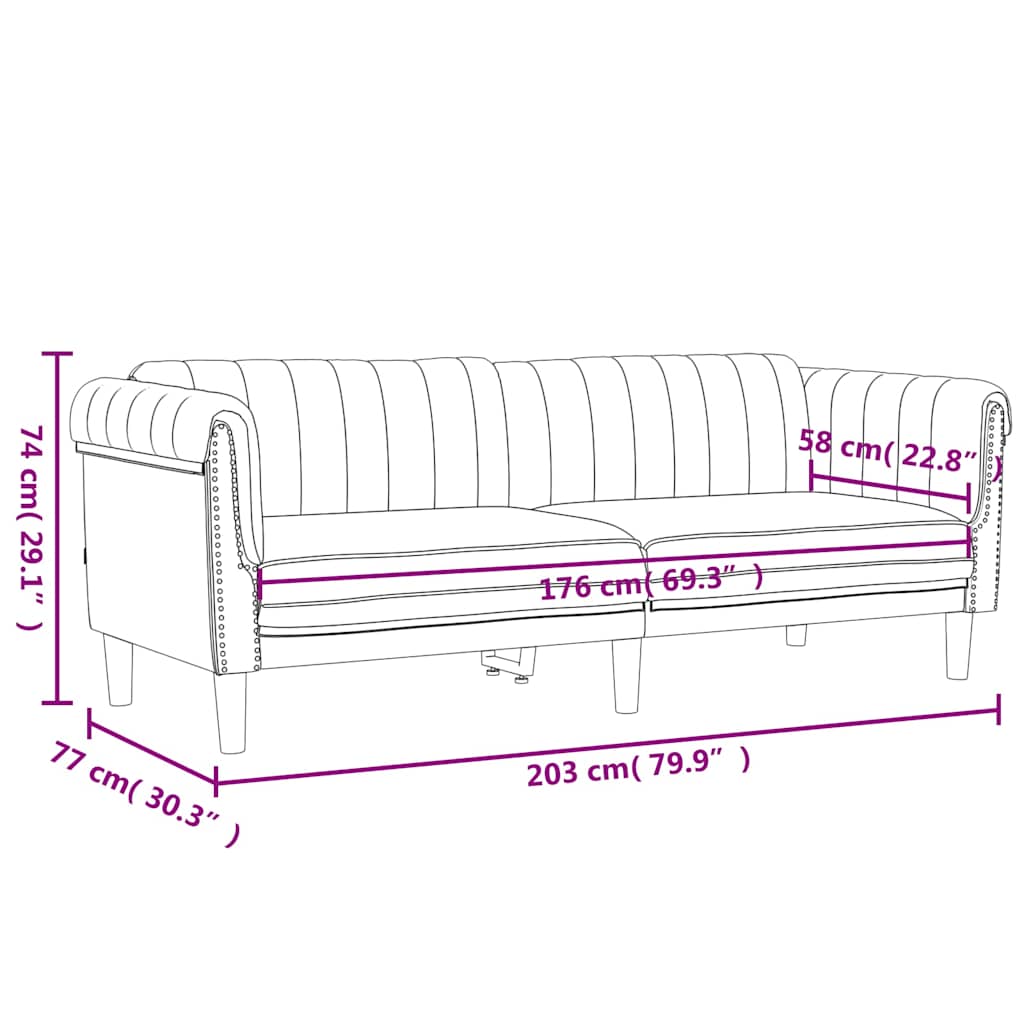 3-personers sofa velour sort