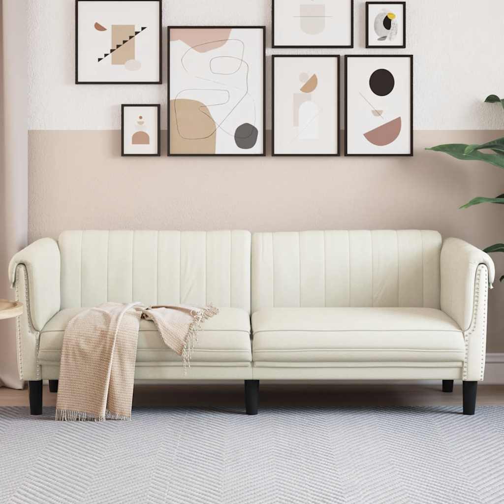 3-personers sofa i velour - cremefarvet