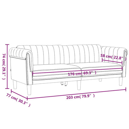 3-personers sofa velour blå