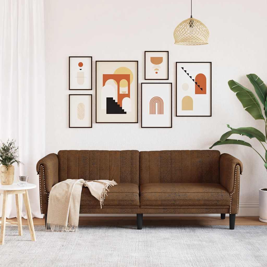 3-personers sofa imiteret ruskind brun