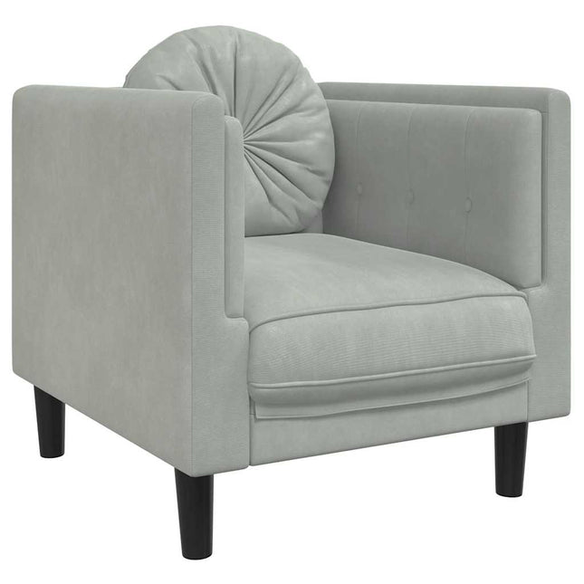 lænestol med hynder velour lysegrå