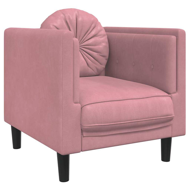 lænestol med hynder velour lyserød