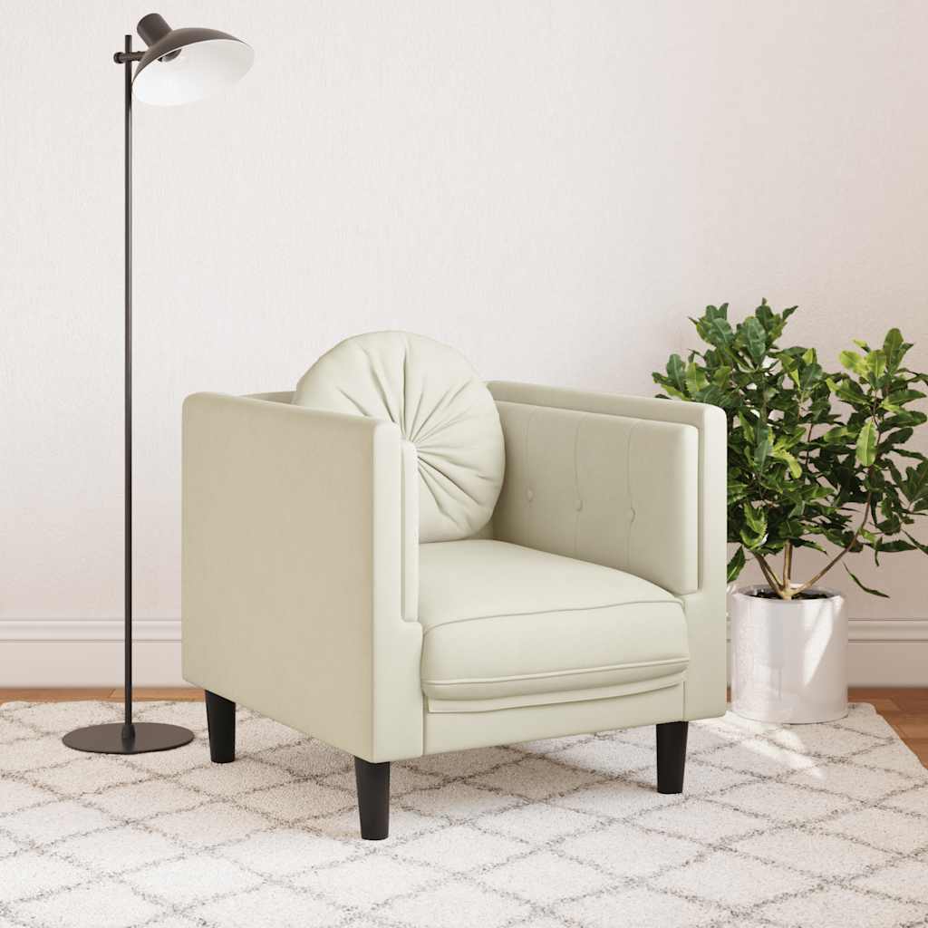 sofastol med hynde velour cremefarvet