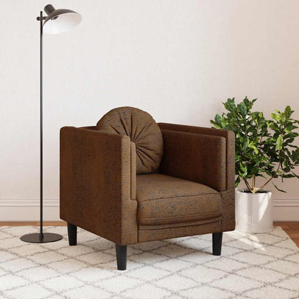 sofastol med hynde imiteret ruskind brun
