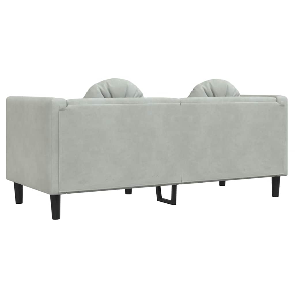 2-personers sofa med hynder velour lysegrå