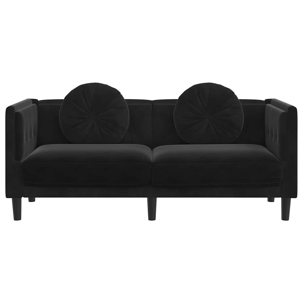 2-personers sofa med hynder velour sort