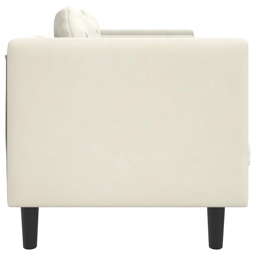 2-personers sofa med hynder velour cremefarvet