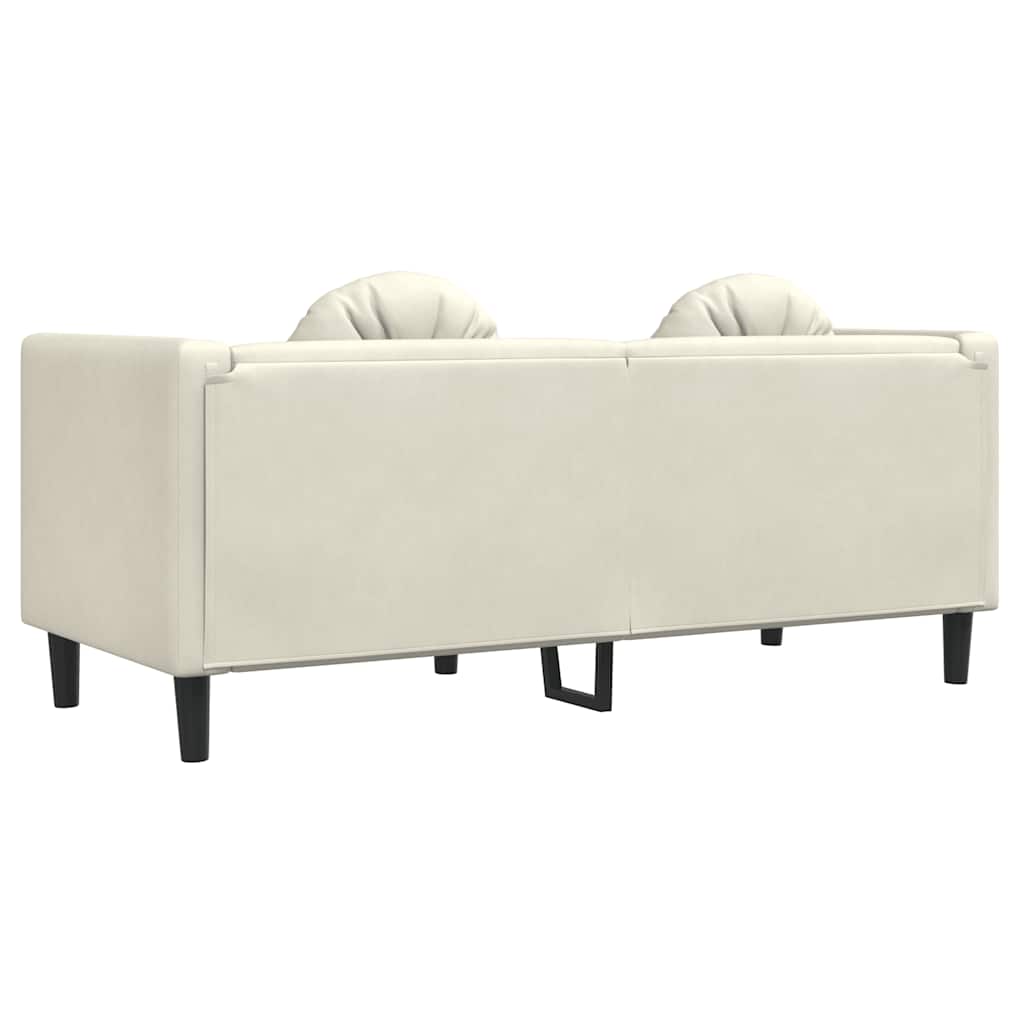 2-personers sofa med hynder velour cremefarvet