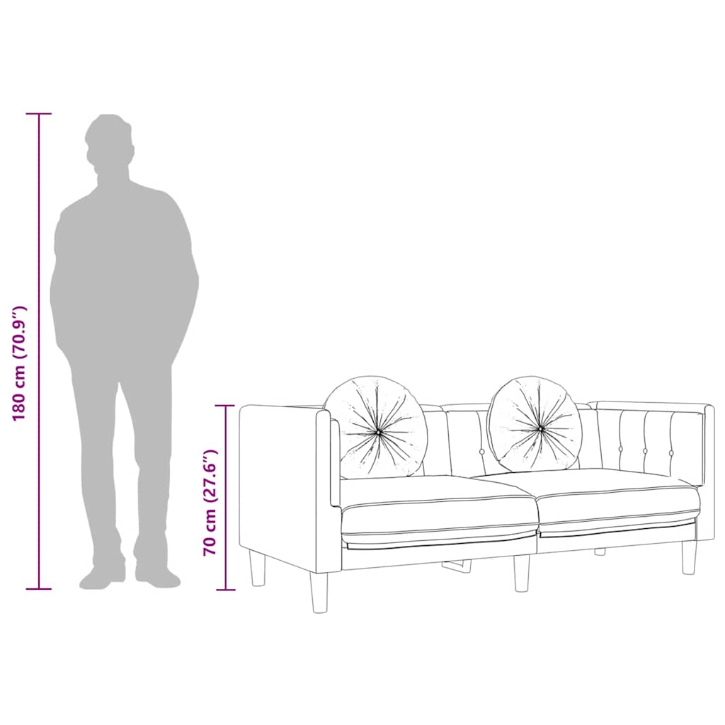 3-personers sofa med hynder velour cremefarvet