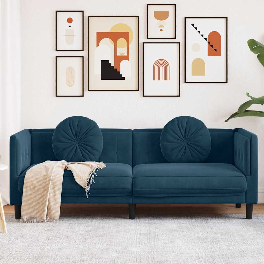 3-personers sofa med hynder velour bl